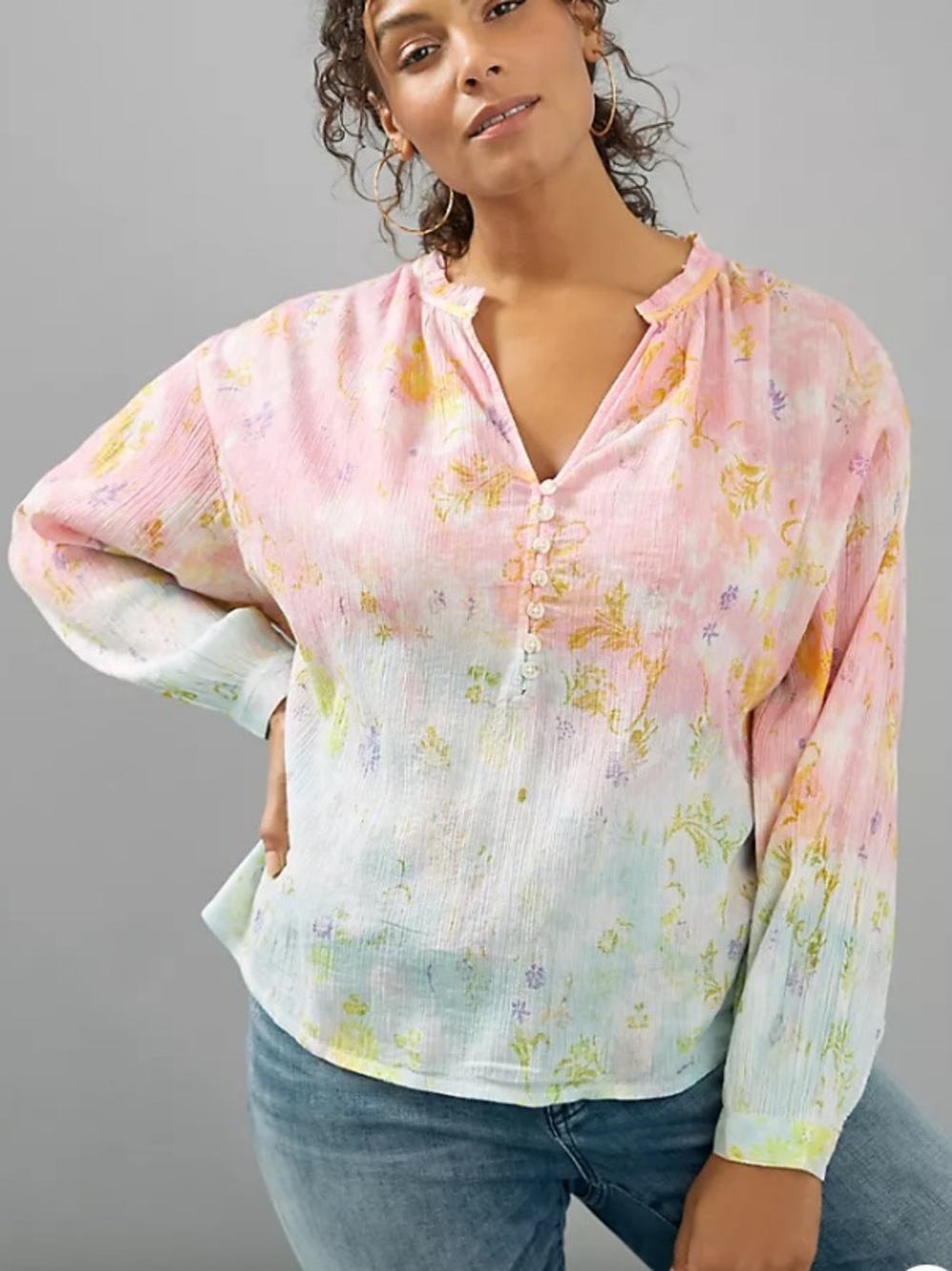 Anthropologie Pilcro The Tavi Watercolor Floral Blouse